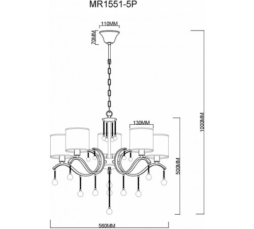 Подвесная люстра MyFar Dante MR1551-5P Подвесная люстра MyFar Dante MR1551-5P