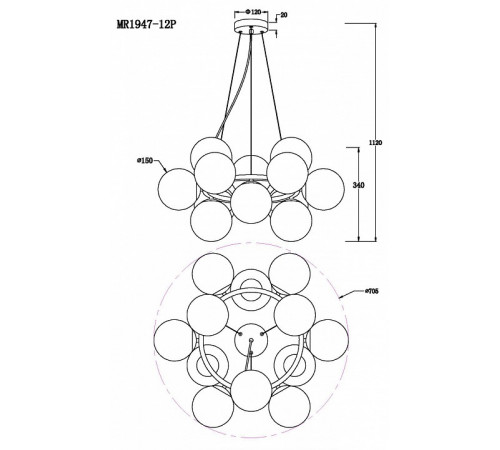 Подвесная люстра Myfar Aerton MR1947-12P Подвесная люстра Myfar Aerton MR1947-12P