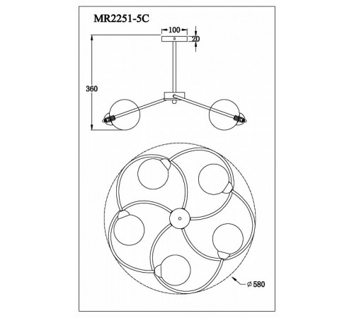 Люстра на штанге Myfar Leticia MR2251-5C Люстра на штанге Myfar Leticia MR2251-5C