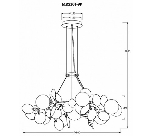 Подвесная люстра Myfar Flavia MR2301-9P Подвесная люстра Myfar Flavia MR2301-9P