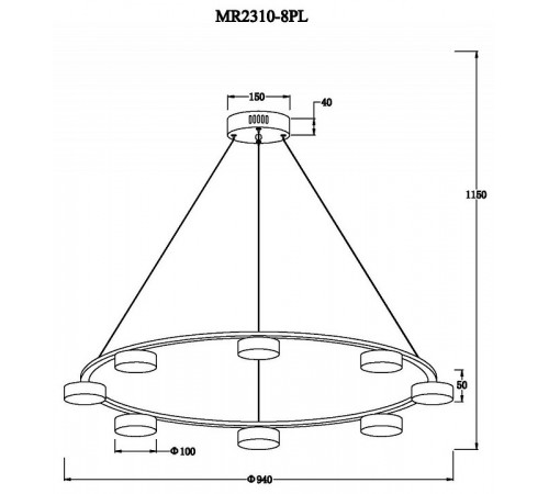 Подвесная люстра Myfar Milla MR2310-8PL