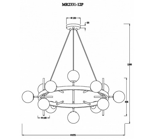 Подвесная люстра Myfar Robert MR2331-12P