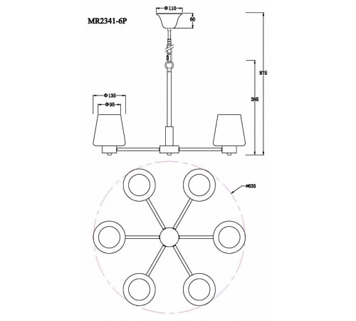 Подвесная люстра Myfar Mark MR2341-6P