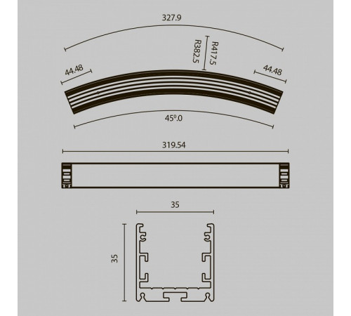 Радиусный профиль Maytoni Led strip ALM-3535R-B-D-45°-0.8M Радиусный профиль Maytoni Led strip ALM-3535R-B-D-45°-0.8M