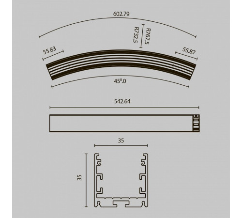 Радиусный профиль Maytoni Led strip ALM-3535R-B-D-45°-1.5M Радиусный профиль Maytoni Led strip ALM-3535R-B-D-45°-1.5M