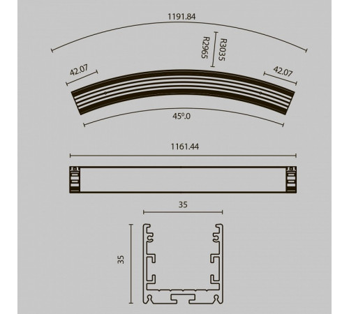 Радиусный профиль Maytoni Led strip ALM-3535R-B-D-45°-3M Радиусный профиль Maytoni Led strip ALM-3535R-B-D-45°-3M