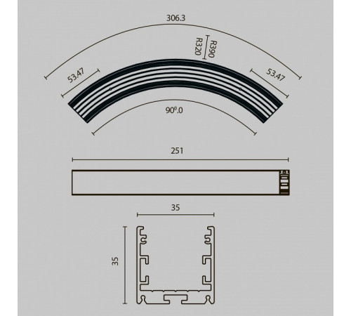 Радиусный профиль Maytoni Led strip ALM-3535R-B-D-90°-0.3M Радиусный профиль Maytoni Led strip ALM-3535R-B-D-90°-0.3M