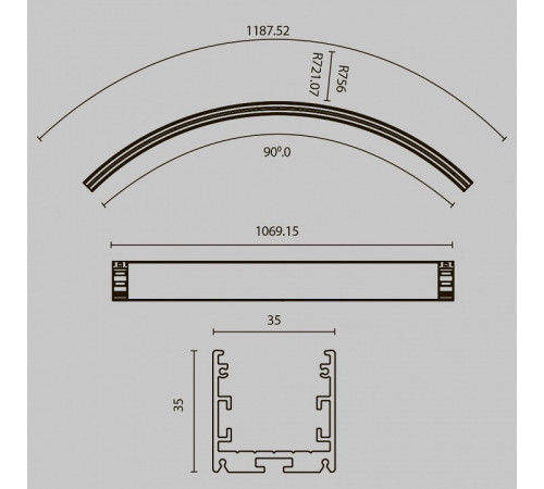 Радиусный профиль Maytoni Led strip ALM-3535R-B-IN-90°-1.5M Радиусный профиль Maytoni Led strip ALM-3535R-B-IN-90°-1.5M