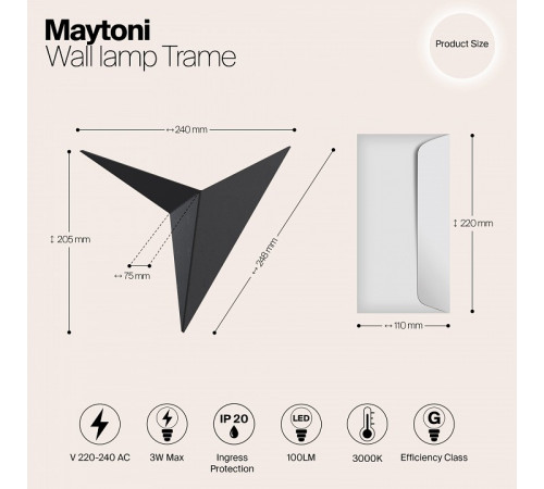 Настенный светодиодный светильник Maytoni Trame C808WL-L3B Настенный светодиодный светильник Maytoni Trame C808WL-L3B