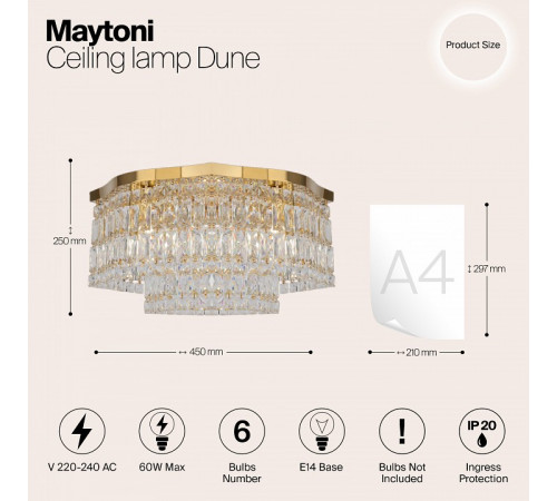 Потолочная люстра Maytoni Dune DIA005CL-06G Потолочная люстра Maytoni Dune DIA005CL-06G