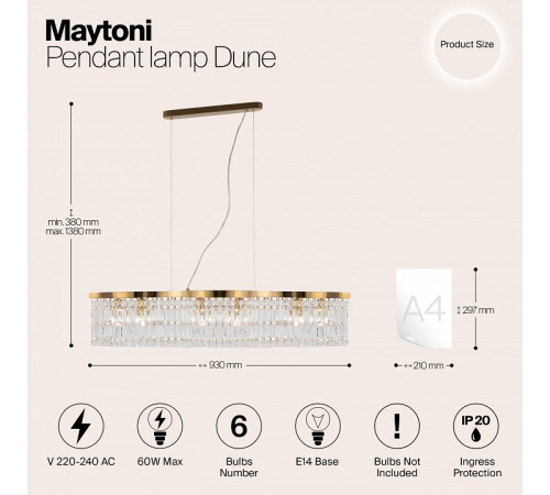 Подвесная люстра Maytoni Dune DIA005PL-06G Подвесная люстра Maytoni Dune DIA005PL-06G