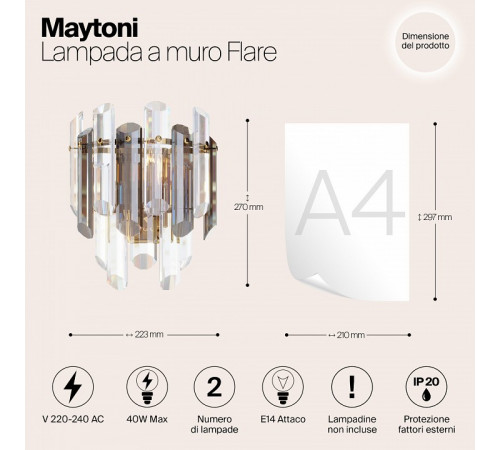Настенный светильник Maytoni Flare DIA200WL-02G