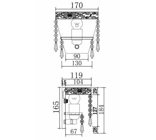 Настенный светильник Maytoni Palace DIA890-WL-01-G