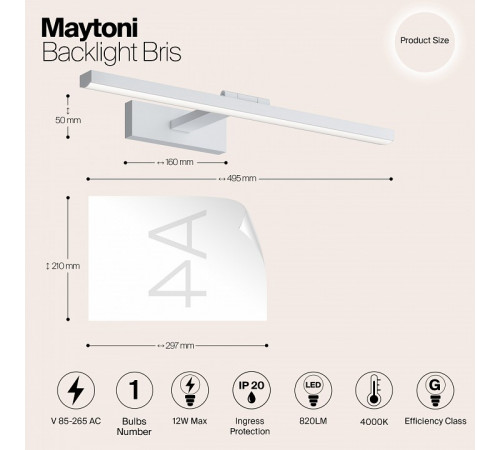 Подсветка для зеркал Maytoni Bris MIR008WL-L12W4K