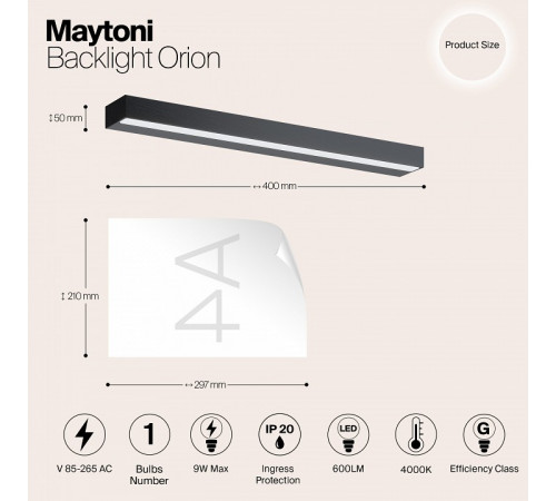 Подсветка для зеркал Maytoni Orion MIR011WL-L9B4K Подсветка для зеркал Maytoni Orion MIR011WL-L9B4K