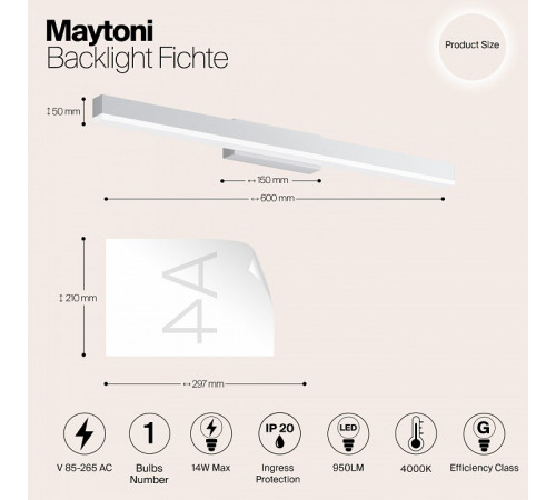 Подсветка для зеркал Maytoni Fichte MIR012WL-L14W4K
