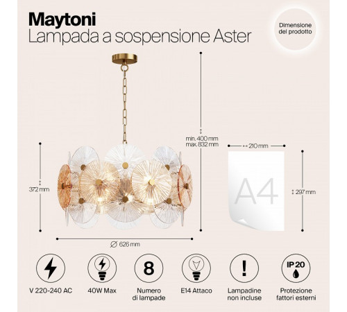 Подвесная люстра Maytoni Aster MOD007PL-08G