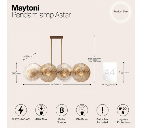Подвесная люстра Maytoni Aster MOD007PL-08G1