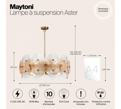 Подвесная люстра Maytoni Aster MOD007PL-10G