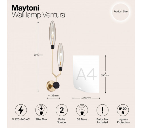 Бра Maytoni Ventura MOD012WL-02G Бра Maytoni Ventura MOD012WL-02G