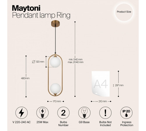 Подвесной светильник Maytoni Ring MOD013PL-02BS1 Подвесной светильник Maytoni Ring MOD013PL-02BS1