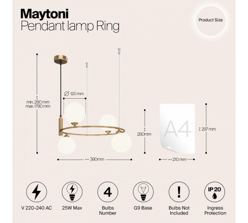 Подвесной светильник Maytoni Ring MOD013PL-04BS1 Подвесной светильник Maytoni Ring MOD013PL-04BS1