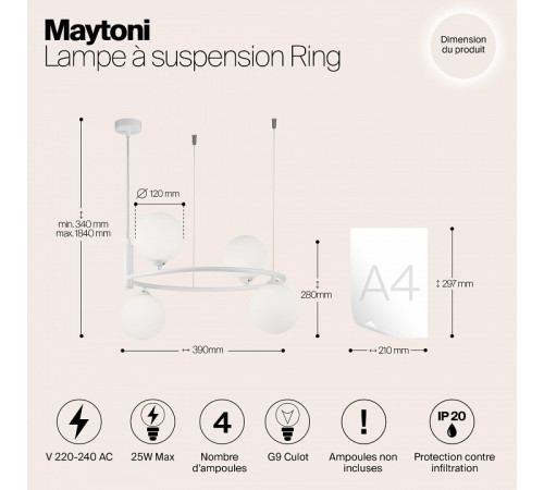 Подвесная люстра Maytoni Ring MOD013PL-04W