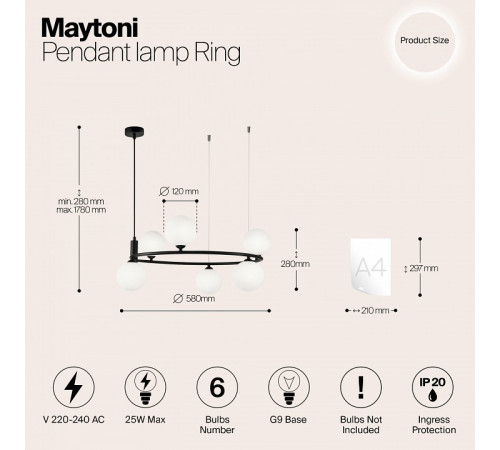 Подвесная люстра Maytoni Ring MOD013PL-06B