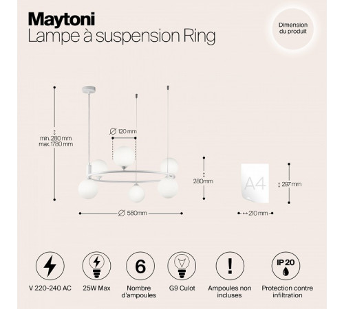 Подвесная люстра Maytoni Ring MOD013PL-06W