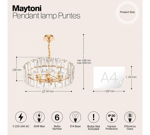 Подвесной светильник Maytoni Puntes MOD043PL-06G Подвесной светильник Maytoni Puntes MOD043PL-06G