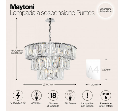 Подвесная люстра Maytoni Puntes MOD043PL-18CH Подвесная люстра Maytoni Puntes MOD043PL-18CH