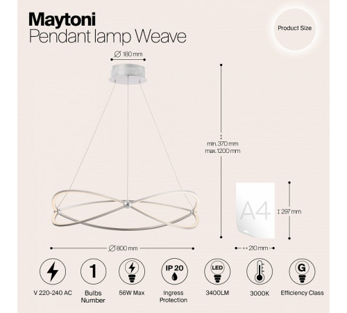 Подвесной светильник Maytoni Weave MOD062PL-L56CH3K Подвесной светильник Maytoni Weave MOD062PL-L56CH3K