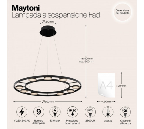Подвесной светильник Maytoni Fad MOD070PL-L63B3K