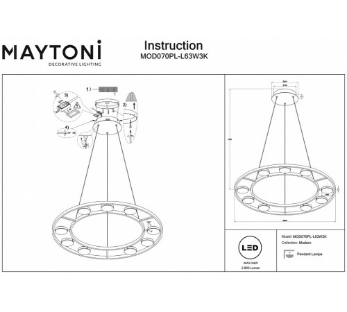 Подвесная люстра Maytoni Fad MOD070PL-L63W3K Подвесная люстра Maytoni Fad MOD070PL-L63W3K