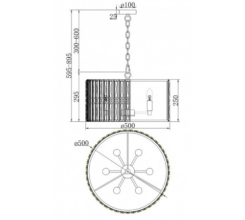 Подвесная люстра Maytoni Facet MOD094PL-06G