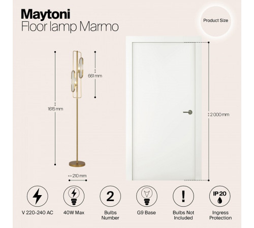 Торшер Maytoni Marmo MOD099FL-02G Торшер Maytoni Marmo MOD099FL-02G