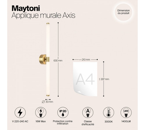 Настенный светильник Maytoni Axis MOD106WL-L16G3K