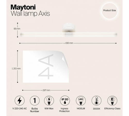 Настенный светильник Maytoni Axis MOD106WL-L16W3K Настенный светильник Maytoni Axis MOD106WL-L16W3K