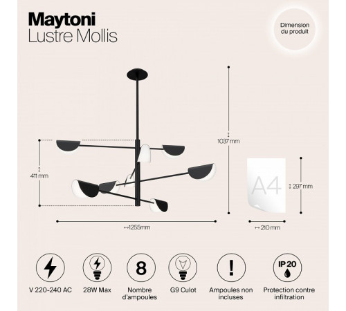 Подвесная люстра Maytoni Technical Mollis MOD126PL-08B Подвесная люстра Maytoni Technical Mollis MOD126PL-08B