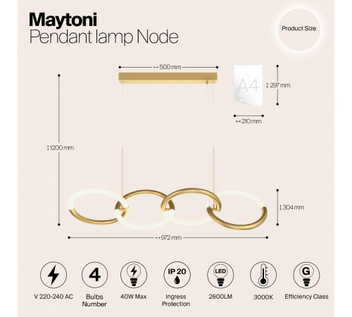 Подвесной светильник Maytoni Node MOD165PL-L40G3K Подвесной светильник Maytoni Node MOD165PL-L40G3K