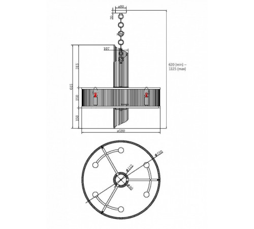Подвесная люстра Maytoni Frame MOD174PL-06G