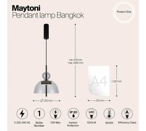 Подвесной светильник Maytoni Bangkok MOD185PL-L11B3K1 Подвесной светильник Maytoni Bangkok MOD185PL-L11B3K1