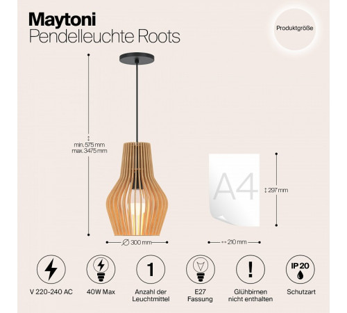 Подвесной светильник Maytoni Roots MOD191PL-01W1 Подвесной светильник Maytoni Roots MOD191PL-01W1