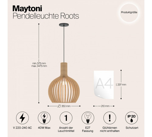 Подвесной светильник Maytoni Roots MOD194PL-01W