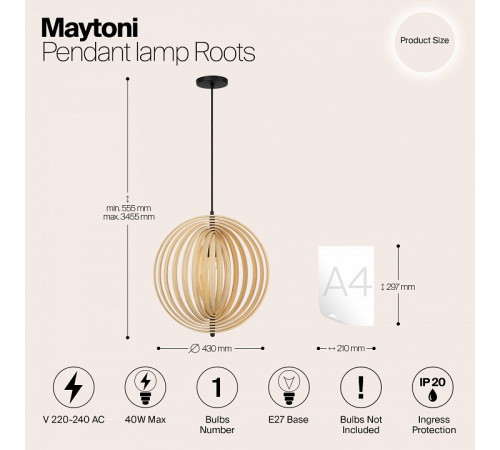 Подвесной светильник Maytoni Roots MOD197PL-01W2 Подвесной светильник Maytoni Roots MOD197PL-01W2