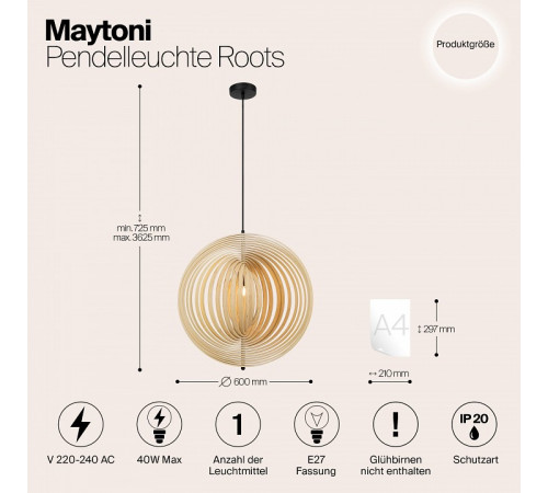 Подвесной светильник Maytoni Roots MOD197PL-01W2 Подвесной светильник Maytoni Roots MOD197PL-01W2
