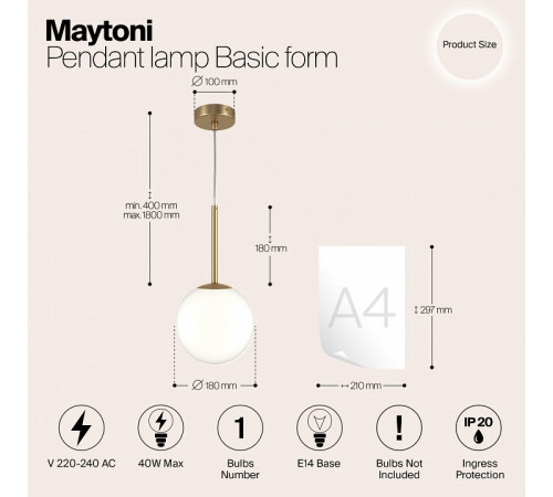 Подвесной светильник Maytoni Basic form MOD321PL-01G2