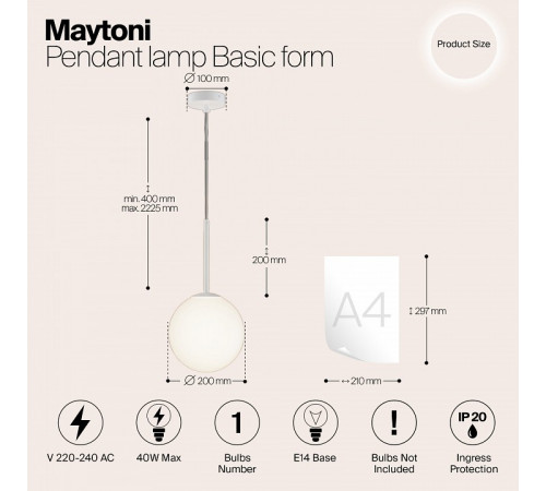 Подвесной светильник Maytoni Basic form MOD321PL-01W1 Подвесной светильник Maytoni Basic form MOD321PL-01W1