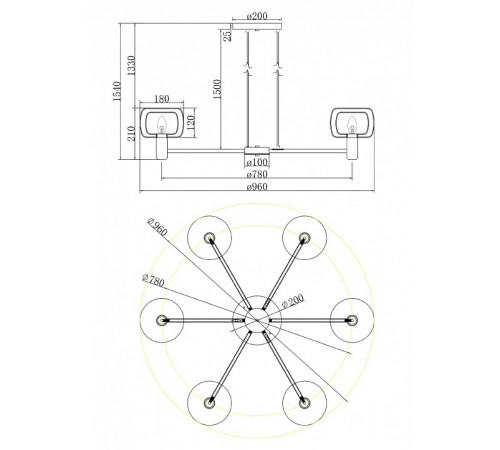 Подвесная люстра Maytoni Vision MOD411PL-06G Подвесная люстра Maytoni Vision MOD411PL-06G