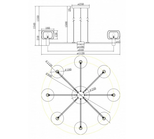 Подвесная люстра Maytoni Vision MOD411PL-08G Подвесная люстра Maytoni Vision MOD411PL-08G